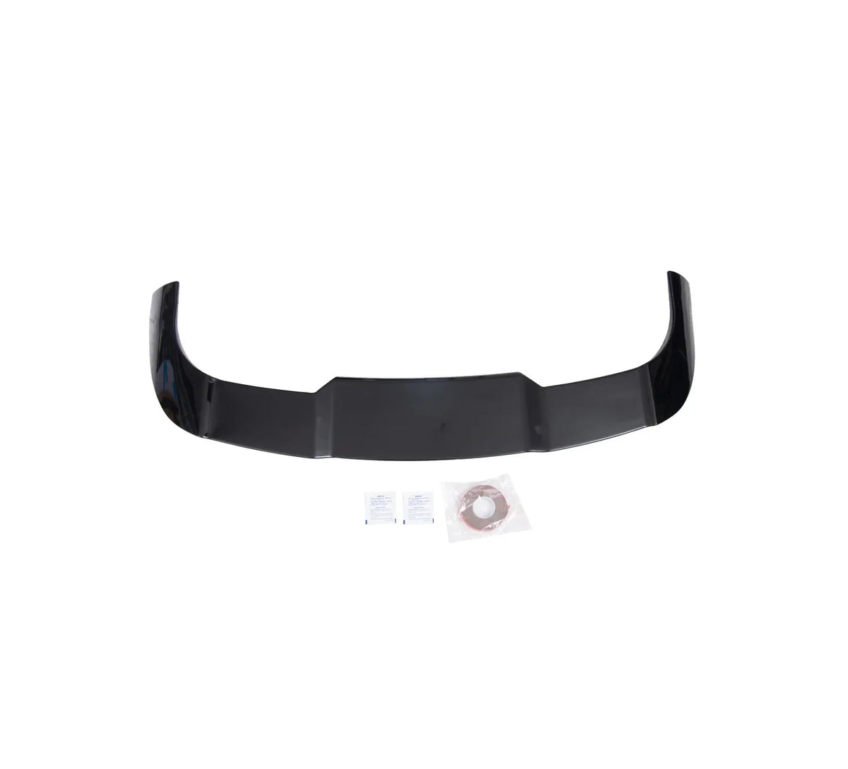 Glossy black automotive rear spoiler with installation hardware kit