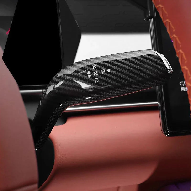 Carbon fiber gear shift knob cover in black for BYD car interior
