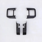 Black carbon fiber texture interior trim kit for car dashboard and console decoration.
