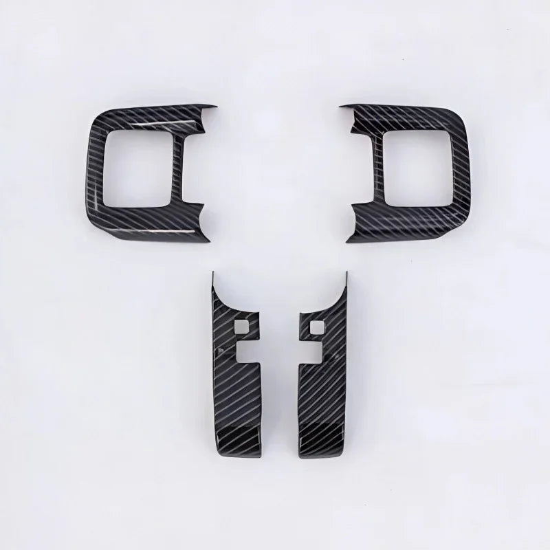 Black carbon fiber texture interior trim kit for car dashboard and console decoration.