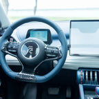 Blue leather and carbon fiber custom steering wheel for BYD car interior