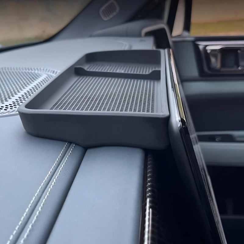 Grey silicone textured storage tray for BYD car dashboard interior
