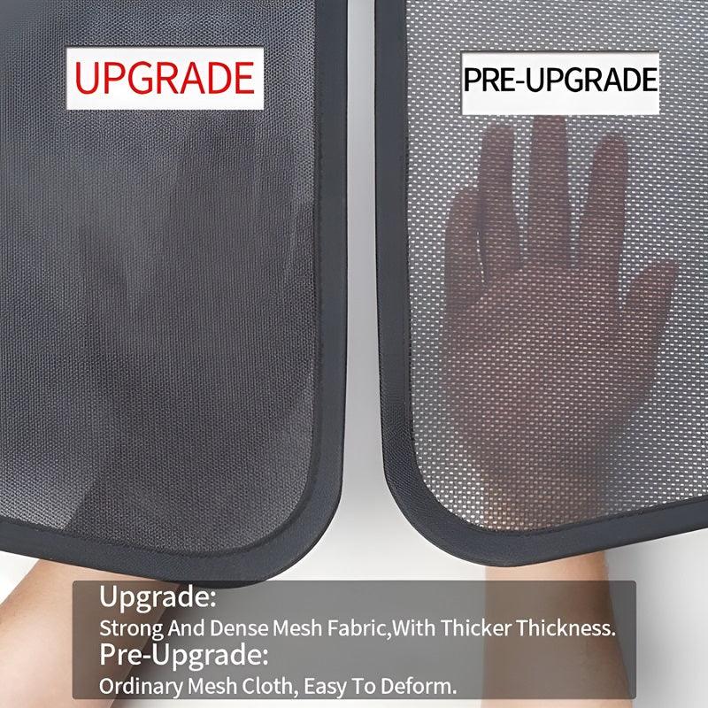 Comparison of upgraded thick, dense black mesh fabric versus ordinary thin mesh cloth.