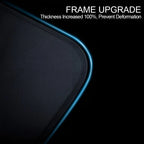 Reinforced black textured car floor mat with upgraded thick frame for durability.