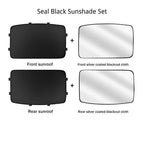 Seal Black Sunshade Set featuring front and rear black sunroof shades with silver coated blackout cloth.