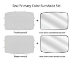 Seal Primary Color Sunshade Set featuring front and rear silver coated blackout cloth sunroof shades.