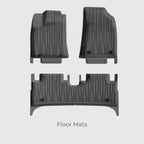 Black heavy-duty TPE rubber floor mats set for custom vehicle interior protection.