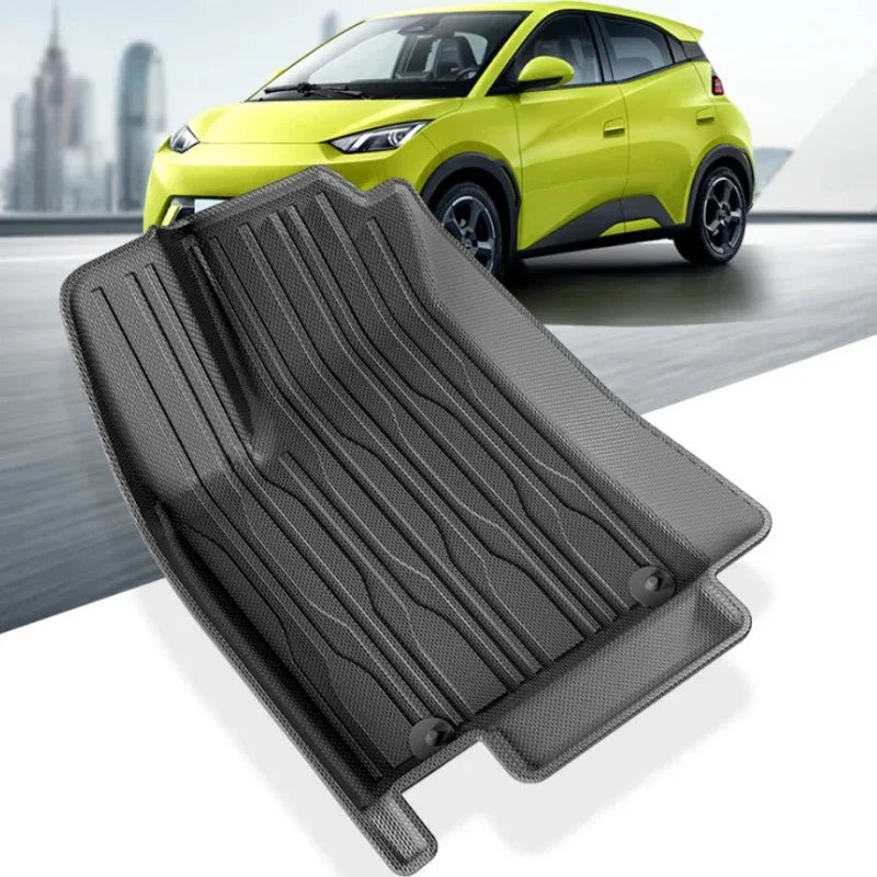 Durable grey textured TPE trunk mat for BYD, featuring a custom-fit anti-slip design.