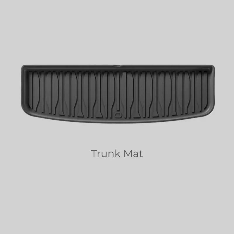Durable black rubberized BYD trunk mat designed for protection against spills and wear.