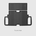 Professional black ribbed rubber trunk mat set for car cargo protection