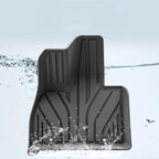 Water-resistant black TPE custom car floor mat with anti-slip textured grooves