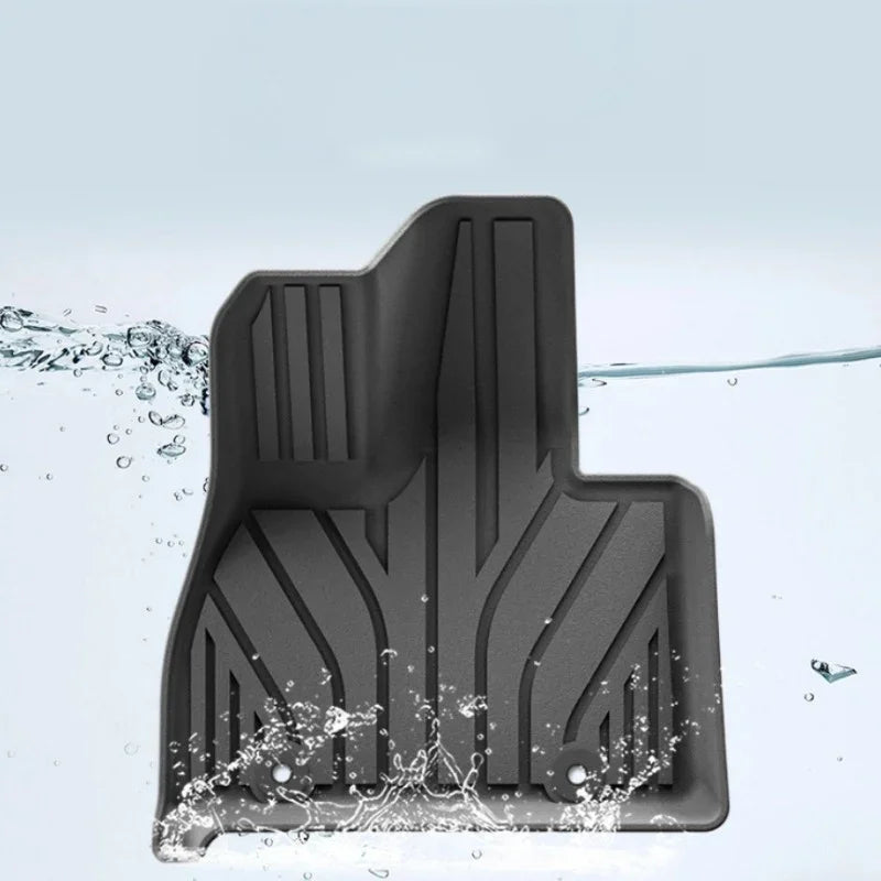Water-resistant black TPE custom car floor mat with anti-slip textured grooves