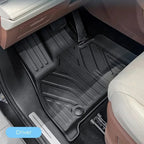 Custom-fit black TPE rubber car floor mat for driver side with anti-slip textured surface.