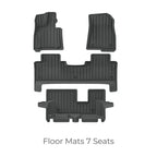 Black heavy-duty TPE rubber floor mats for 7-seater BYD, featuring a durable ribbed texture.
