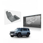 Custom-fit grey TPE car trunk mat design and 3D modeling for precision BYD vehicle protection.