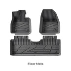 Black heavy-duty TPE rubber floor mats set for custom vehicle protection.