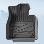 Black textured TPE car floor mat with non-slip pattern and high-edge protection.