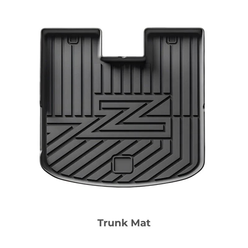 Black heavy-duty TPE trunk mat with a durable anti-slip textured pattern for car protection.