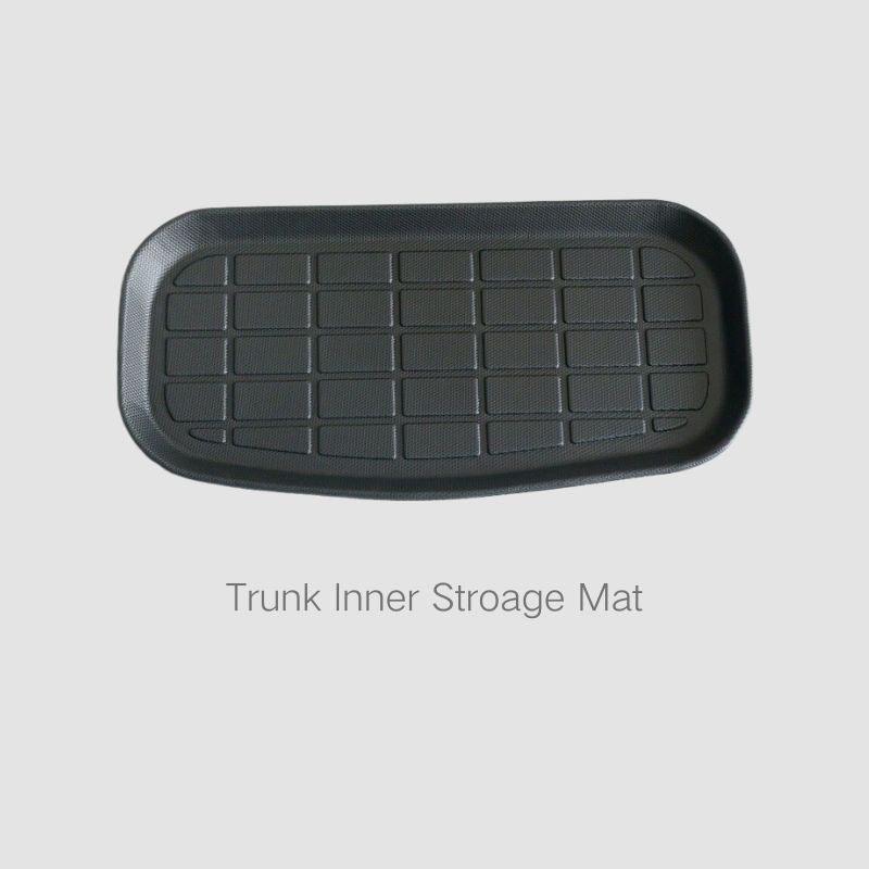 Black heavy-duty textured rubber trunk storage mat for car protection