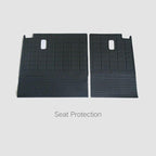 Black heavy-duty rubber seat protection covers for BYD vehicles.