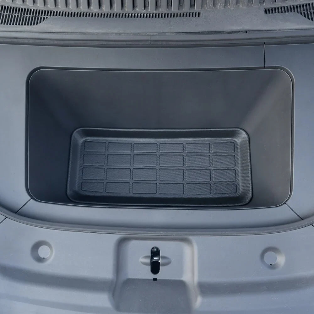 Black heavy-duty rubber trunk organizer tray for BYD, featuring a non-slip textured surface.