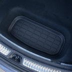 Black textured rubber trunk mat with a grid pattern for BYD car interior protection