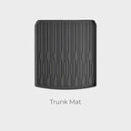 Durable black rubberized trunk mat with a textured anti-slip ribbed design for car protection.