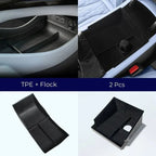 Set of 2 black BYD center console organizers made of durable TPE and soft flocking material.