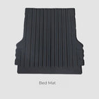 Durable black rubberized bed mat with deep anti-slip grooves for heavy-duty cargo protection.