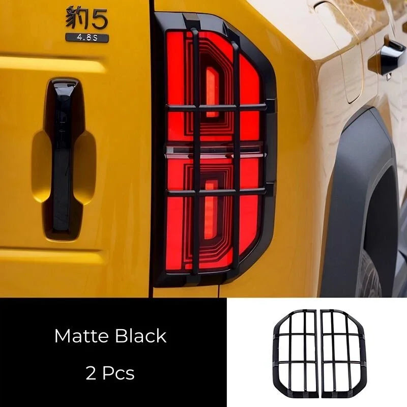 Matte black protective tail light guards for BYD vehicles, set of 2 durable accessories.