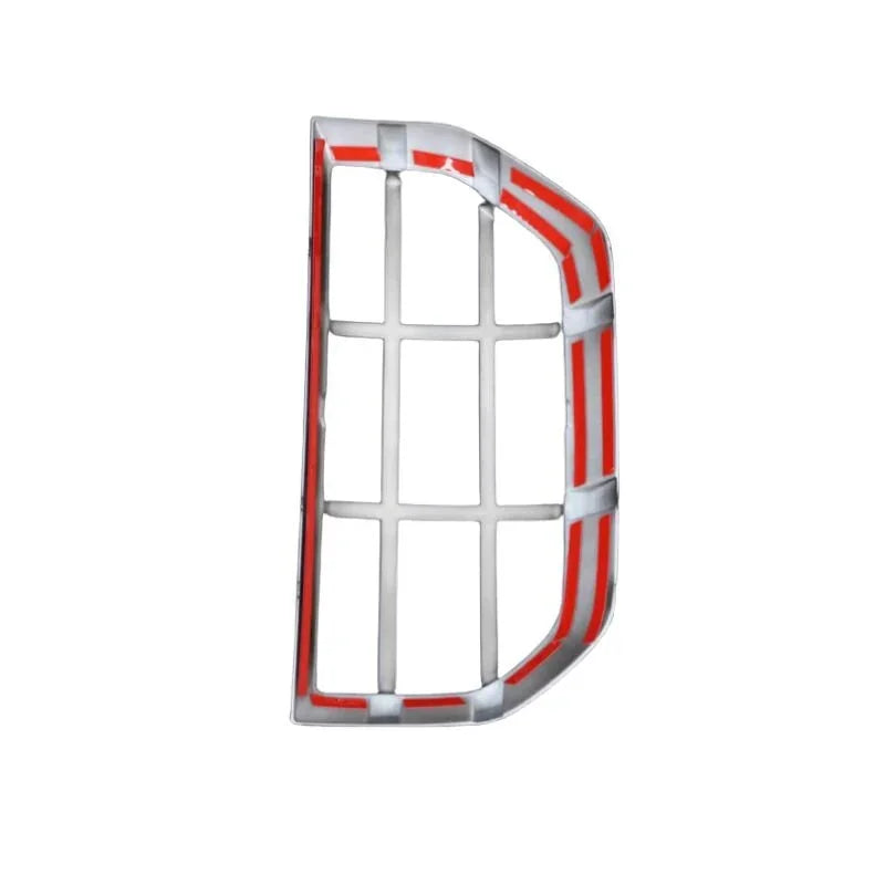 Chrome silver decorative trim with vibrant red accents for car interior enhancement.