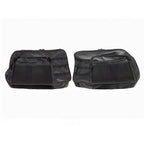 Pair of black heavy-duty fabric trunk organizer bags with mesh pockets for car storage.