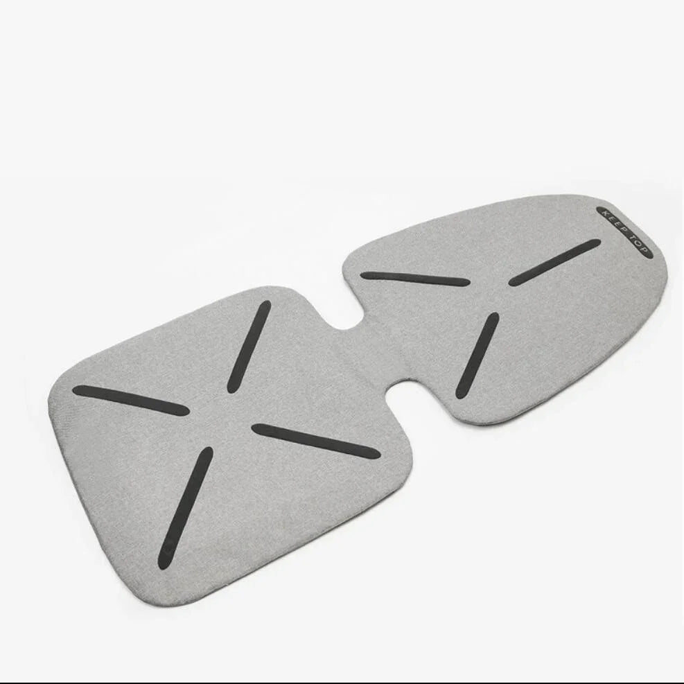 Gray premium fabric car floor mat with non-slip black textured patterns.