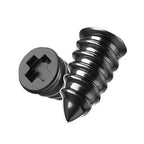 Polished chrome-finish metal car trim clips with a cross-slot head for secure fastening.
