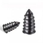 Two polished silver metallic screw-type fasteners with a smooth, reflective finish.