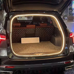 Brown quilted leather cargo liner and trunk mat for BYD, featuring premium diamond stitching.