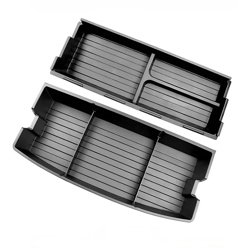 Black premium PU leather car center console organizer tray for BYD models.