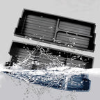 Black waterproof ABS organizer tray with splash-resistant material for car interior storage.