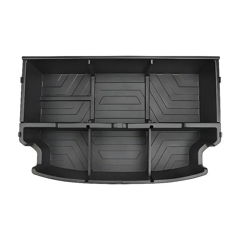 Black durable plastic center console organizer tray with multi-compartment storage design