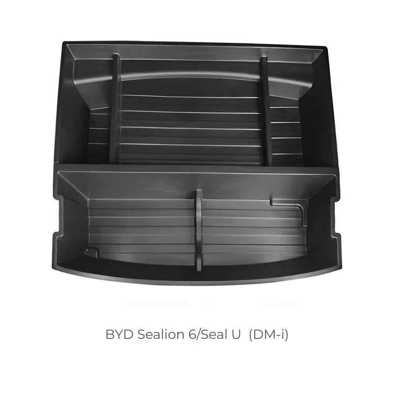 Black heavy-duty TPE trunk organizer tray for BYD Sealion 6 and Seal U (DM-i) models.