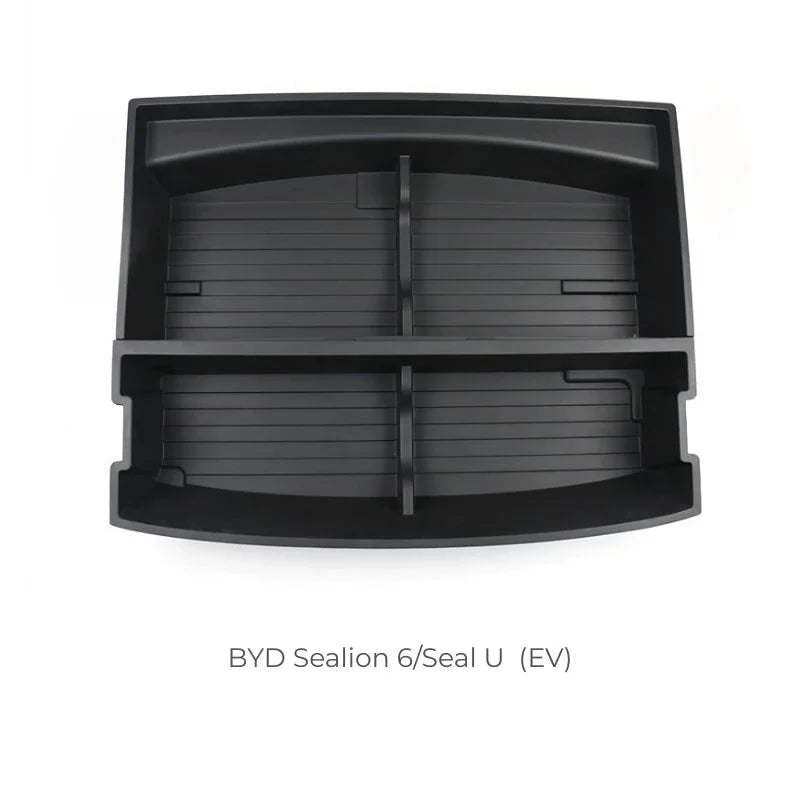 Black heavy-duty plastic storage tray for BYD Sealion 6 and Seal U EV models.