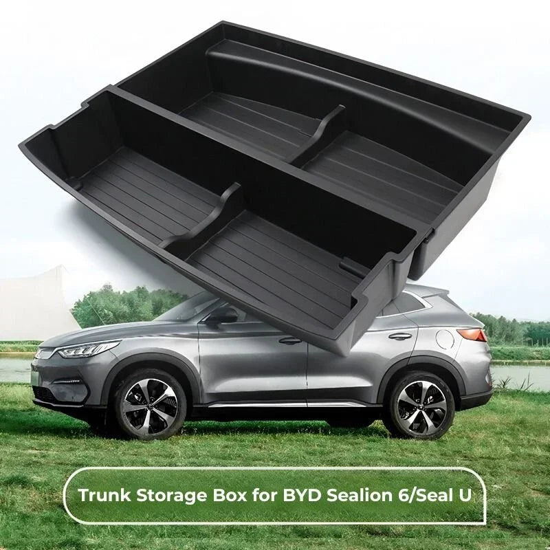 Black durable plastic trunk storage organizer for BYD Sealion 6 and Seal U.