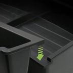 Durable matte black heavy-duty plastic trunk organizer tray with precise edge fit.