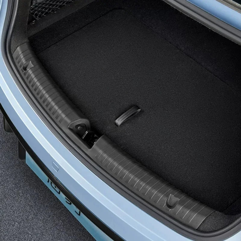 Black heavy-duty waterproof trunk liner mat for BYD car cargo area protection.