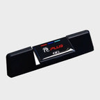 Black glossy BYD Plus interior accessory with red and blue accent stripes.