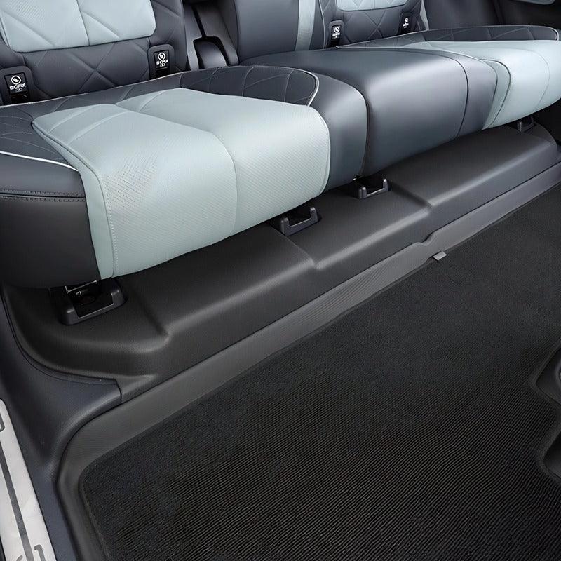 Two-tone grey and black premium leather car seat covers with diamond stitching pattern.