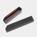 Two black plastic car interior ventilation covers featuring a red accent strip.