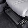 Professional black plastic under-seat storage organizer tray for car interior.
