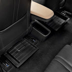 Black heavy-duty waterproof rear seat back protector tray for BYD vehicle interior.