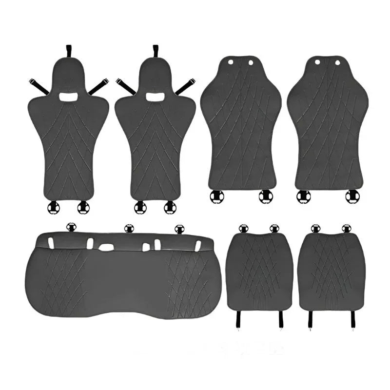 Professional dark grey quilted faux leather car seat and floor mat set for BYD